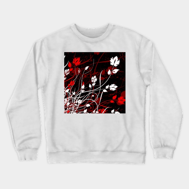Stylish Abstract Floral Art - Red White Crewneck Sweatshirt by Tshirtstory